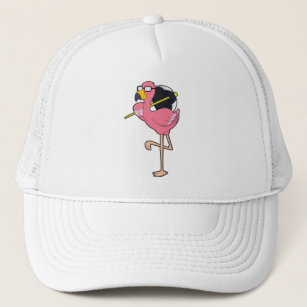 Flamingo with Umbrella Trucker Hat
