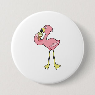 Flamingo with Waffle ice cream 7.5 Cm Round Badge