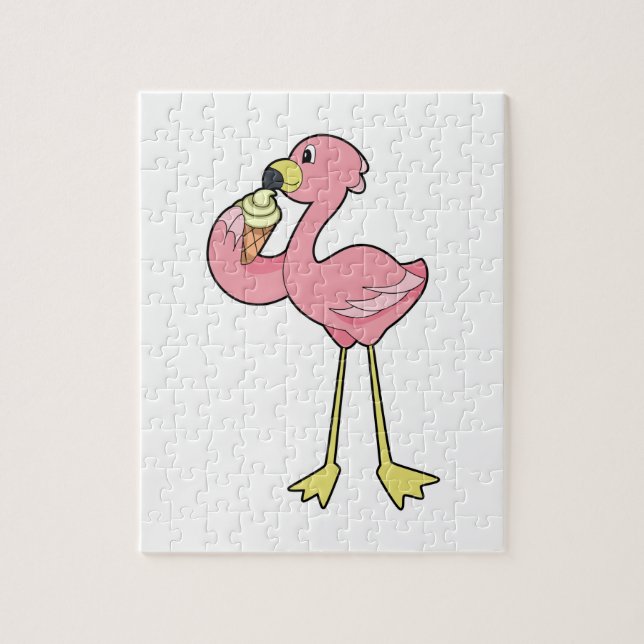 Flamingo with Waffle ice cream Jigsaw Puzzle (Vertical)