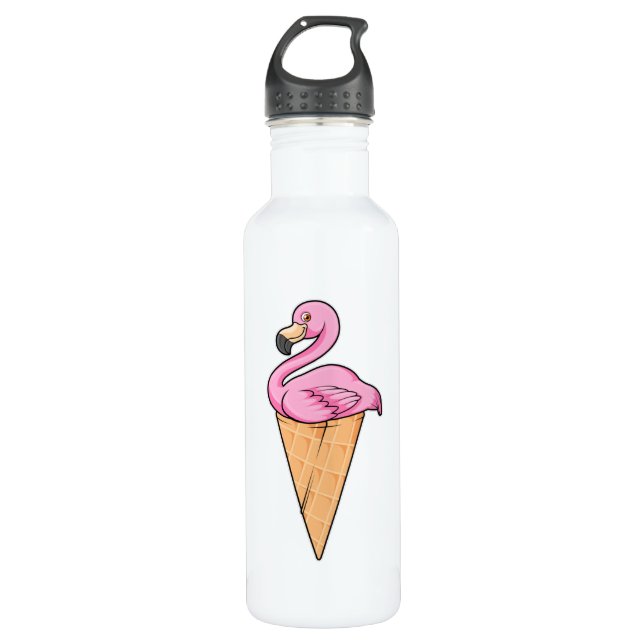 Flamingo with Waffle of Ice cream 710 Ml Water Bottle (Front)