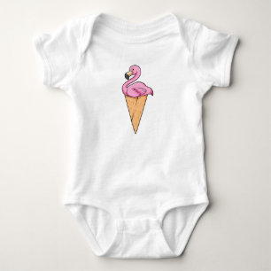 Flamingo with Waffle of Ice cream Baby Bodysuit