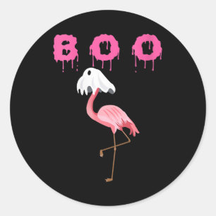 Flamingo   Womens Flamingo Boo Ghost Halloween Classic Round Sticker