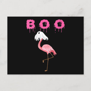 Flamingo   Womens Flamingo Boo Ghost Halloween Postcard