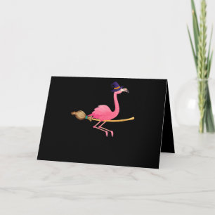 Flamingo Womens Funny Flamingo Witch Halloween Card
