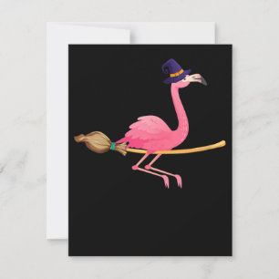 Flamingo Womens Funny Flamingo Witch Halloween Invitation