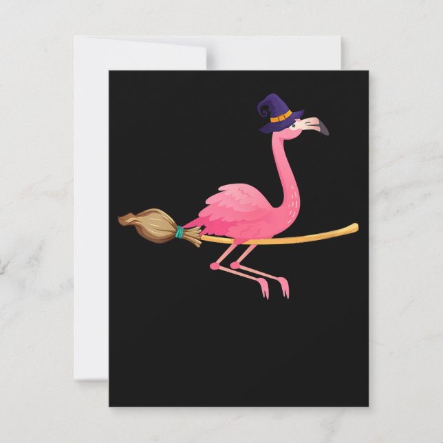 Flamingo | Womens Funny Flamingo Witch Halloween Invitation (Front)