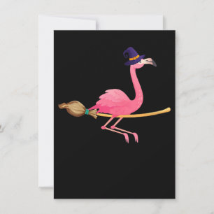 Flamingo Womens Funny Flamingo Witch Halloween Invitation