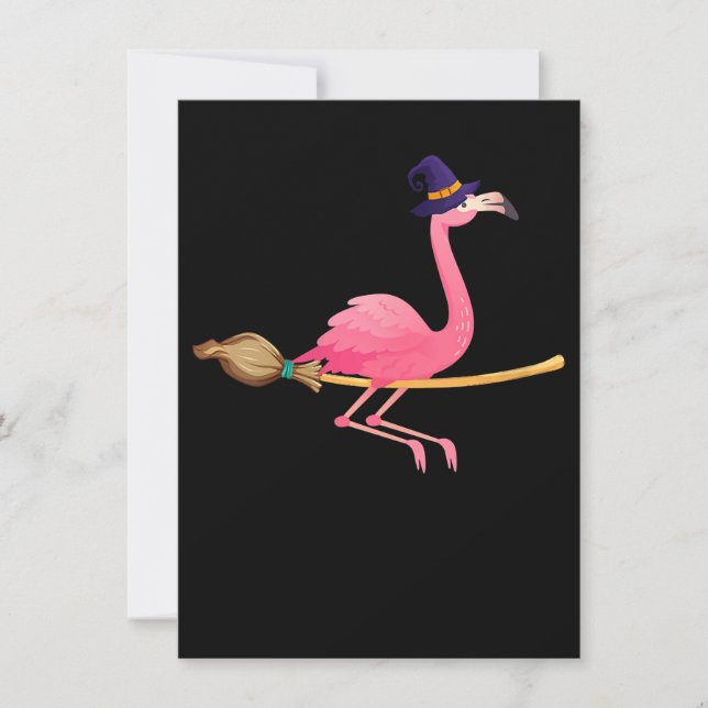 Flamingo | Womens Funny Flamingo Witch Halloween Invitation (Front)
