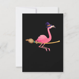 Flamingo   Womens Funny Flamingo Witch Halloween Invitation