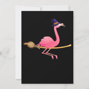 Flamingo   Womens Funny Flamingo Witch Halloween Invitation
