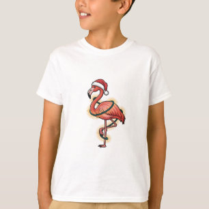 Flamingo Wrapped In Christmas Light Pink Bird T-Shirt