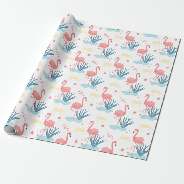 Flamingo Wrapping Paper (Unrolled)