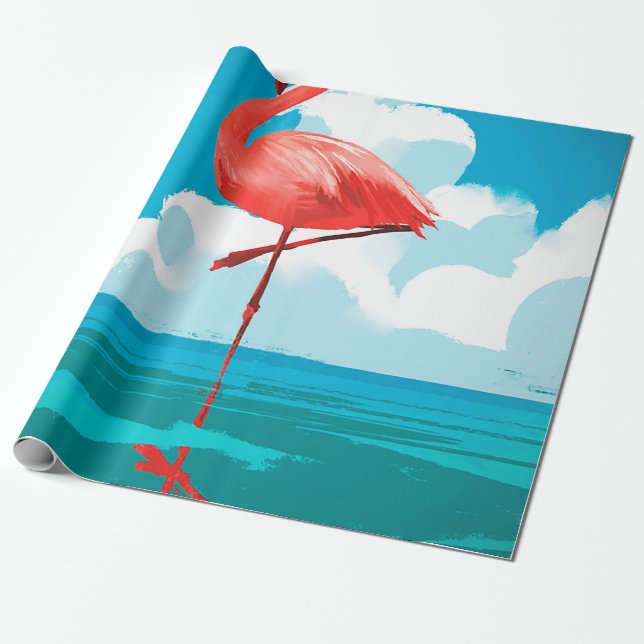 Flamingo Wrapping Paper (Unrolled)