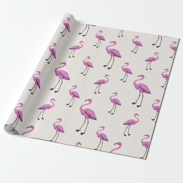 Flamingo Wrapping Paper (Unrolled)