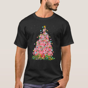 Flamingo  Xmas Lights Santa Flamingo Christmas Tre T-Shirt
