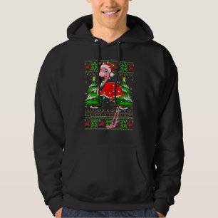 Flamingo  Xmas Lights Ugly Santa Flamingo Christma Hoodie