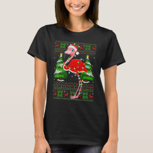 Flamingo Xmas Lights Ugly Santa Flamingo Christma T-Shirt