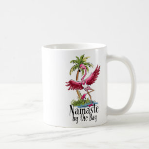 Flamingo Yoga Namaste By The Y Palm Trees Beach Vi Coffee Mug