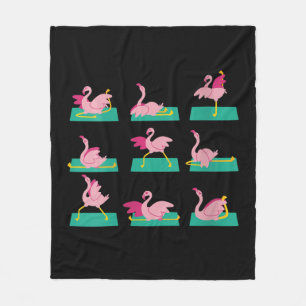 Flamingo Yoga Poses Meditation Workout Exercise Fleece Blanket