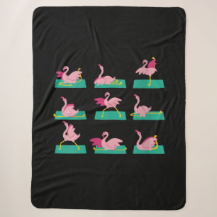Flamingo Yoga Poses Meditation Workout Exercise Sherpa Blanket