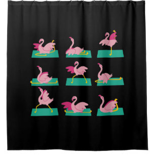 Flamingo Yoga Poses Meditation Workout Exercise Shower Curtain