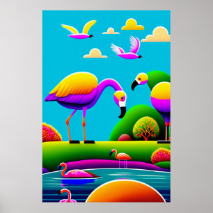 Flamingoes - Canvas Art Print