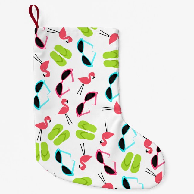 Flamingoes + Flip Flops Christmas Stocking (Front)