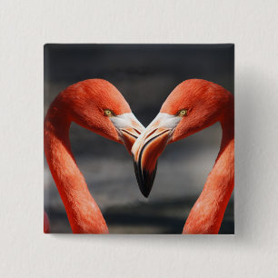 Flamingoes in Love 15 Cm Square Badge