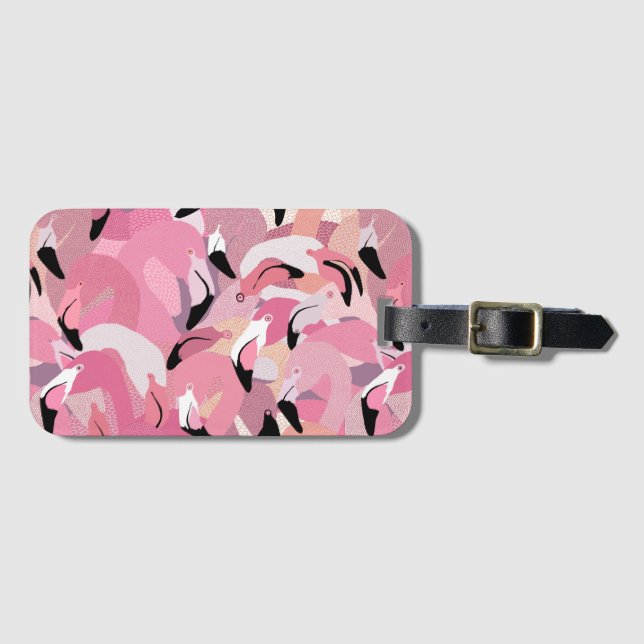 Flamingoes in Pink Luggage Tag (Front Horizontal)