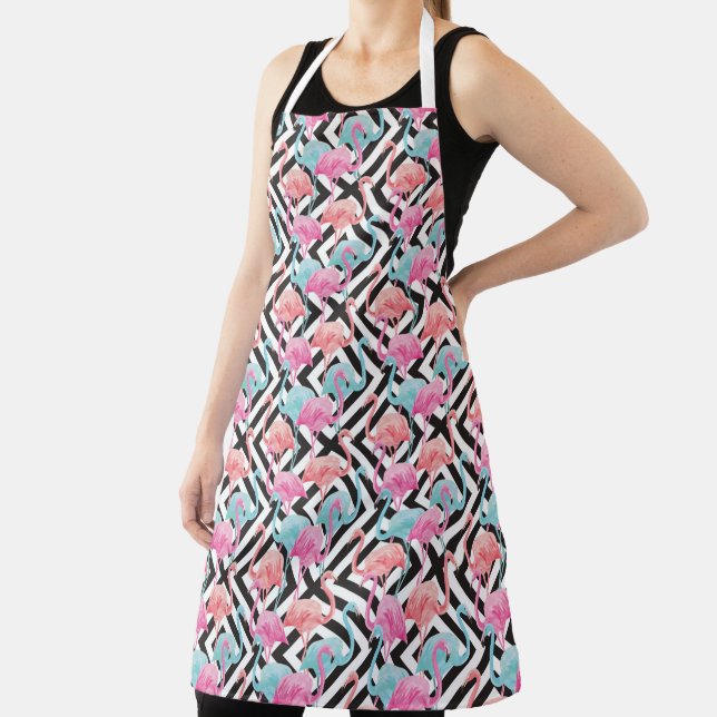 Flamingoes on Bold Design Pattern Apron (Insitu)