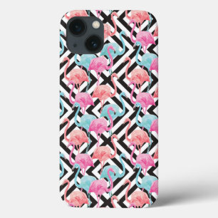 Flamingoes on Bold Design Pattern iPhone 13 Case