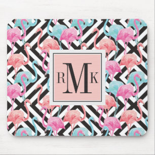Flamingoes on Bold Design Pattern Mouse Mat