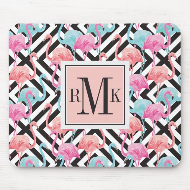 Flamingoes on Bold Design Pattern Mouse Mat (Front)