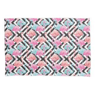 Flamingoes on Bold Design Pattern Pillowcase