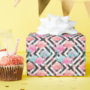 Flamingoes on Bold Design Pattern Wrapping Paper
