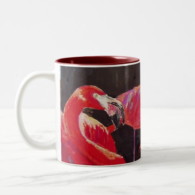Flamingoes Watercolor Two-Tone Coffee Mug (Left)