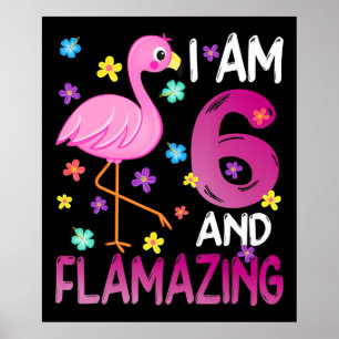 Flamingoo I Am 6 Flamazing Amazing 6th Birthday Poster