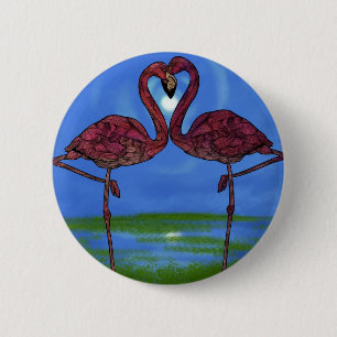Flamingos 6 Cm Round Badge