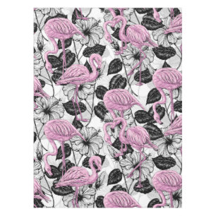 Flamingos and hibiscus flowers tablecloth