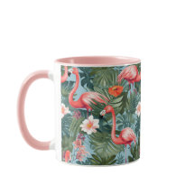 Flamingos and Palm Leaves mug