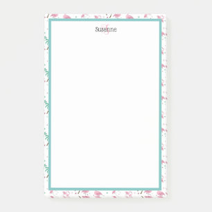 Flamingos and Palm Trees Atomic Style Monogram Post-it Notes