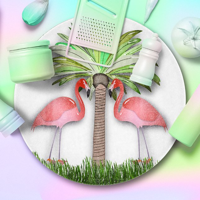 Flamingos And Palm Trees Cutting Board (Creator Uploaded)