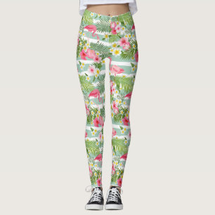 Flamingos And Stripes 2 Leggings