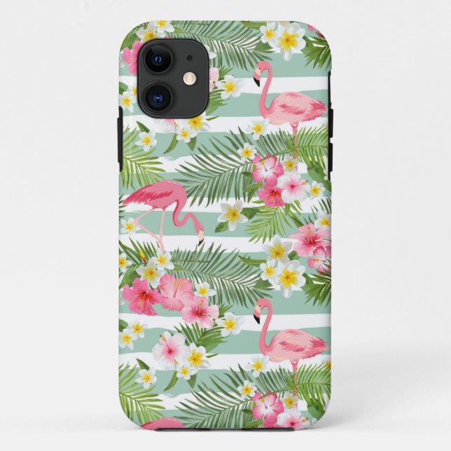 Flamingos And Stripes Case-Mate iPhone Case (Back)