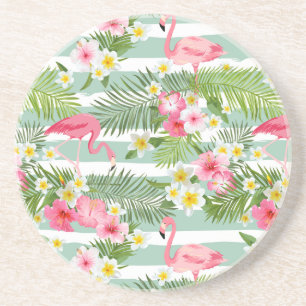 Flamingos And Stripes Coaster