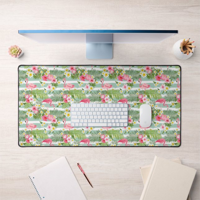 Flamingos And Stripes Desk Mat (Office 1)