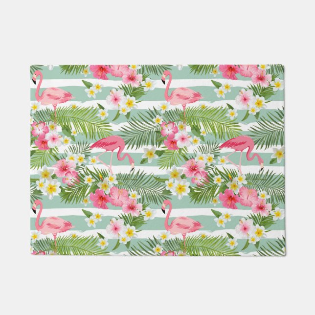 Flamingos And Stripes Doormat (Front)