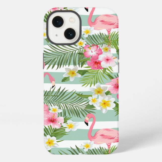 Flamingos And Stripes iPhone Case (Back)