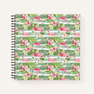 Flamingos And Stripes Notebook