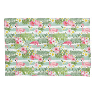 Flamingos And Stripes Pillowcase